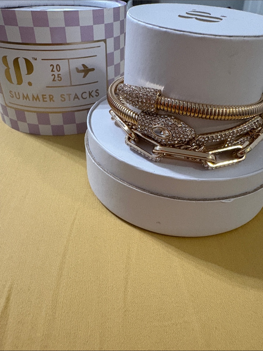 Gold Crystal Snake & Chain Bracelet Stack - Summer Stacks
